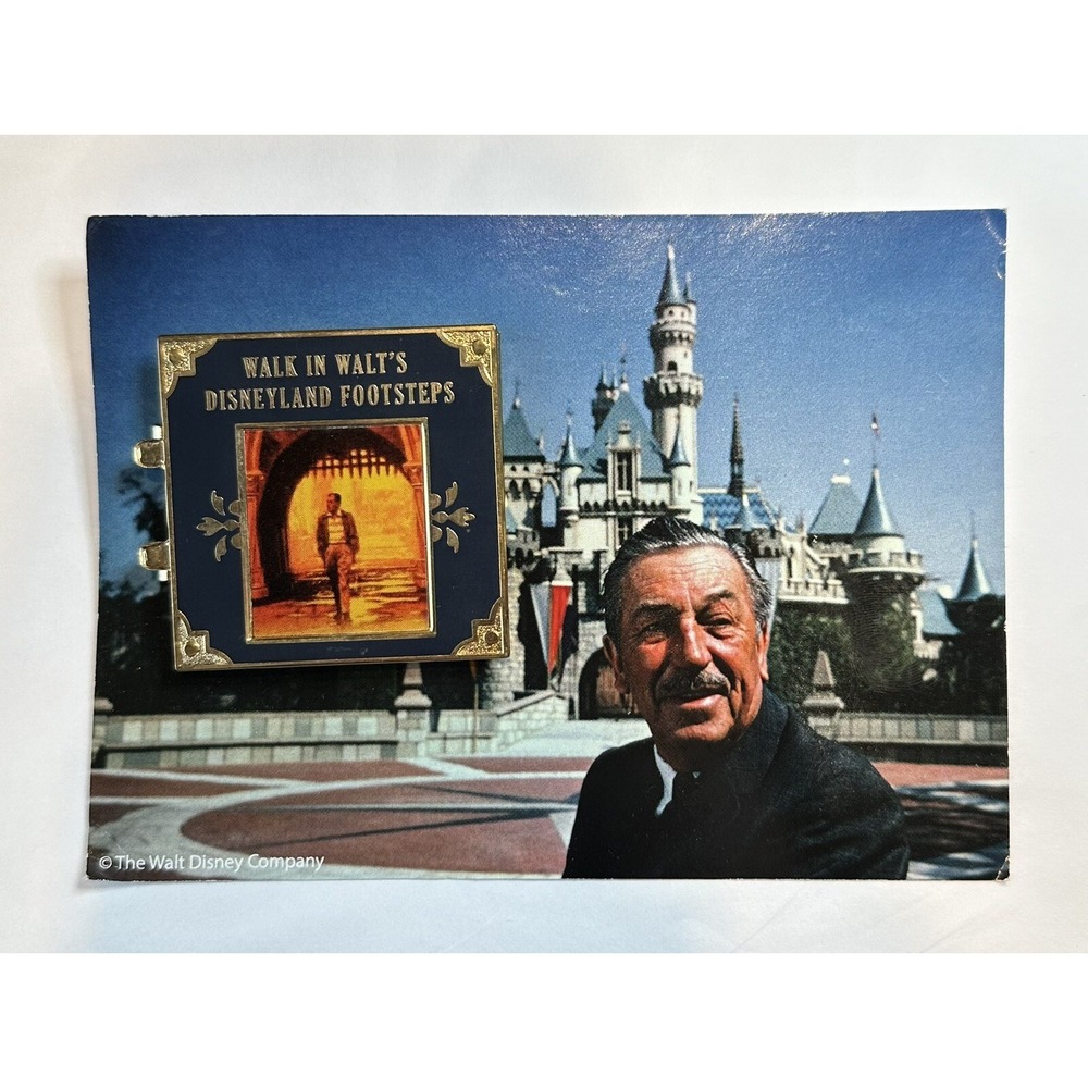 Walk In Walt's Disneyland Footsteps Pin On Postcard 2018 Guided Tour RARE NEW